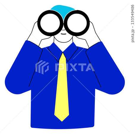 A man in a blue shirt and yellow tie is looking through a pair of glasses A man in a blue shirt and yellow tie is looking through a pair of glasses 133549486