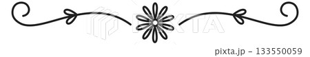 A black and white flower with a stem and leaves 133550059
