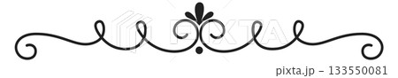 A black and white image of a curvy line with a flowery design A black and white image of a curvy line with a flowery design 133550081