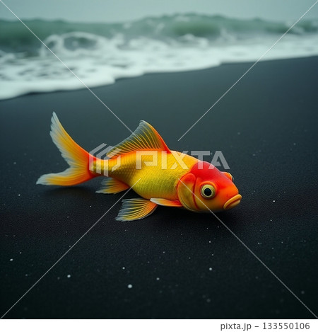 Goldfish adrift upon a distant shore Generative AI 133550106