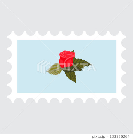 A postage stamp depicting a composition of  lovely, graceful red roses .  133550264