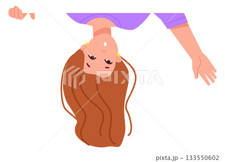 Woman looking upside down. Active cheerful person 133550602
