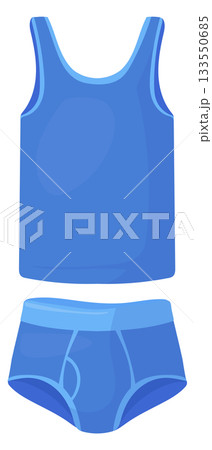 Male blue underwear cartoon icon. Color underclothes Male blue underwear cartoon icon. Color underclothes 133550685