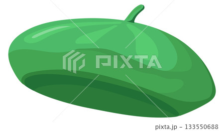 Beret cartoon icon. Green french fashion hat 133550688