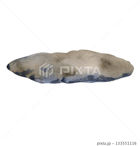 Watercolor illustration of a long flat stone with natural earthy texture and soft gradients. Ideal for nature designs, landscapes, botanical compositions, outdoor themes, branding, stickers, and craft Watercolor illustration of a long flat stone with natural earthy texture and soft gradients. Ideal for nature designs, landscapes, botanical compositions, outdoor themes, branding, stickers, and craft 133551116