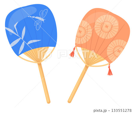 Oriental wooden fans cartoon icon. Vintage fashion Oriental wooden fans cartoon icon. Vintage fashion 133551278