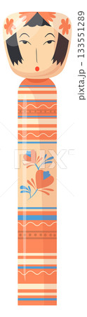 Asian wooden kokeshi toy. Traditional culture doll 133551289