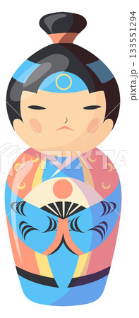 Oriental wooden toy cartoon icon. Japanese figurine Oriental wooden toy cartoon icon. Japanese figurine 133551294