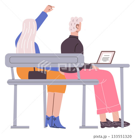 Students on lecture rear view. Training people icon 133551320