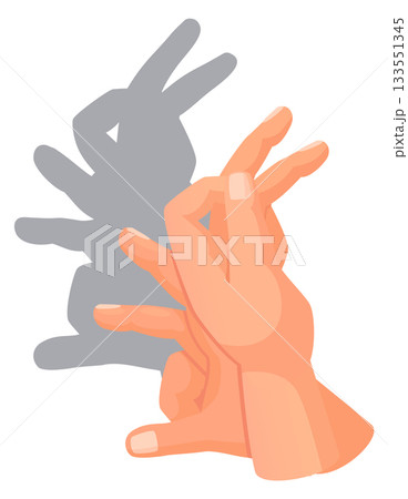 Hand bunny silhouette. Animal shadow gesture play Hand bunny silhouette. Animal shadow gesture play 133551345