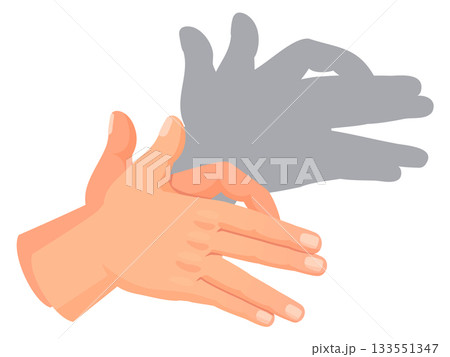 Wolf shadow silhouette. Animal hand gesture theater 133551347