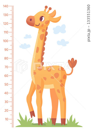 Giraffe meter. Kid height scale. Cartoon animal chart Giraffe meter. Kid height scale. Cartoon animal chart 133551360