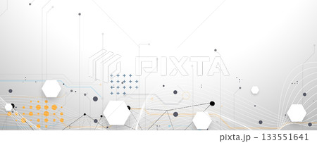 Abstract technology and science hexagon background, DNA strands, connected neural web Abstract technology and science hexagon background, DNA strands, connected neural web 133551641