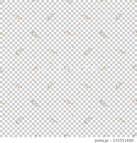 Seamless pattern vintage leaves, branches, red berries. Hand-drawn watercolor illustration in childish style. Simple print isolated from background for textiles, fabrics, packaging, clothing, cards Seamless pattern vintage leaves, branches, red berries. Hand-drawn watercolor illustration in childish style. Simple print isolated from background for textiles, fabrics, packaging, clothing, cards 133551680