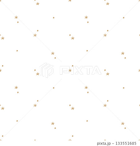 Vintage fly stars pattern in beige pastel. Hand-drawn watercolor illustrations. Seamless children's print isolated from background for children's textiles, wallpaper, packaging, clothing, nurseries 133551685