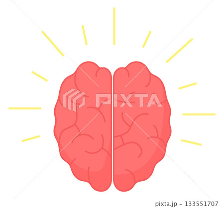Shining brain icon. Smart mind color symbol 133551707