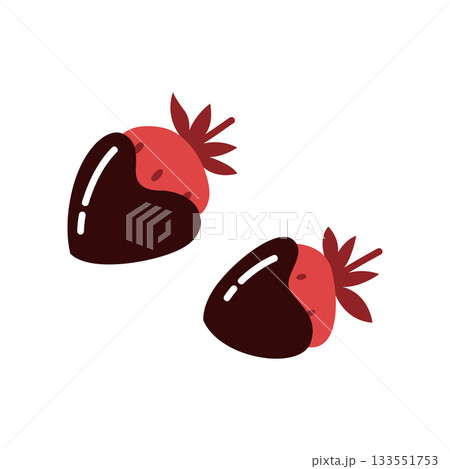Cute Chocolate Dipped Strawberry Illustration Cute Chocolate Dipped Strawberry Illustration 133551753