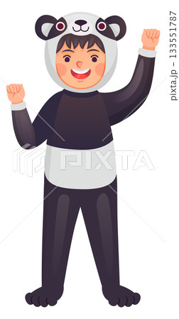 Smiling kid in panda costume. Carnival party kid Smiling kid in panda costume. Carnival party kid 133551787