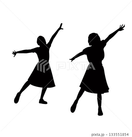 two girls dancing body silhouette vector 133551854