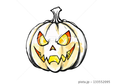 Vector illustration of a scary Halloween pumpkin. Vector illustration of a scary Halloween pumpkin. 133552095