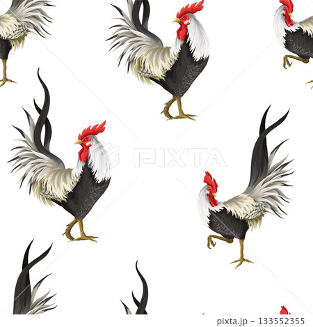 Seamless pattern with roosters. Vector. Seamless pattern with roosters. Vector. 133552355