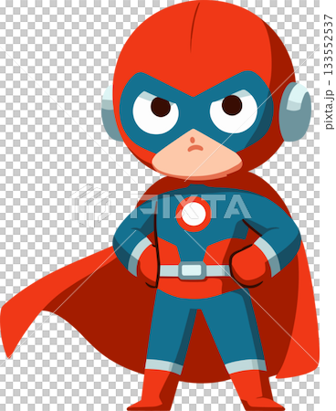 Illustration of a red and blue masked hero Illustration of a red and blue masked hero 133552537
