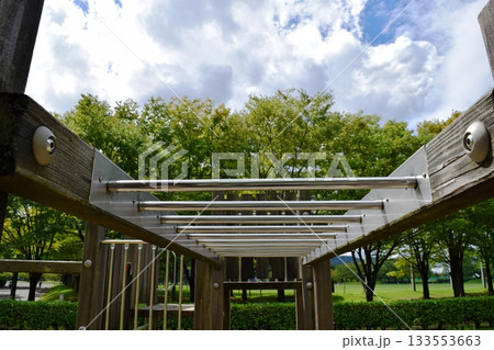 児童公園の木製遊具 133553663