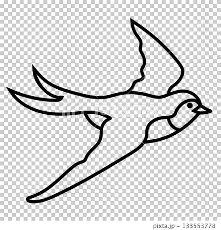 飛んでいるツバメの線画イラスト 飛んでいるツバメの線画イラスト 133553778