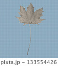 Vintage halftone maple leaf illustration created with black dots on a textured background. Retro botanical vector design element suitable for posters, prints, stickers, and modern graphic artwork. 133554426