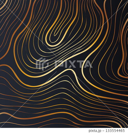 Golden Wood Wave Texture on Dark Background 133554465
