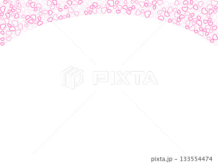 ハート柄の背景 桃色系の3色 フチハート 133554474