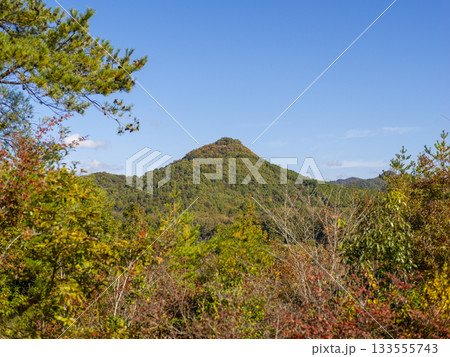 紅葉した木々と有馬富士の風景 133555743