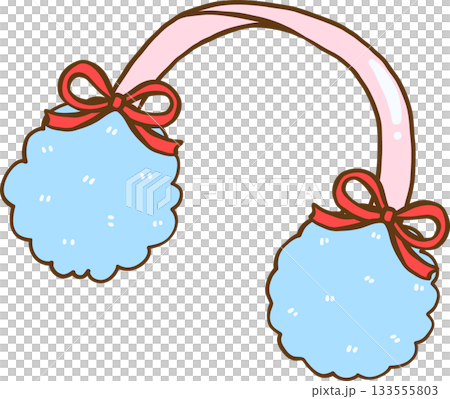 Coquette Cozy Winter Blue Fluffy Earmuffs with Red Ribbon Bows Cartoon Hand Drawn Coquette Cozy Winter Blue Fluffy Earmuffs with Red Ribbon Bows Cartoon Hand Drawn 133555803