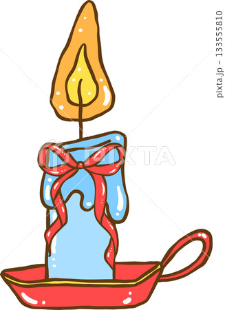 Coquette Cozy Winter Blue Burning Light Candle with Red Ribbon Bows Cartoon Hand Drawn Coquette Cozy Winter Blue Burning Light Candle with Red Ribbon Bows Cartoon Hand Drawn 133555810