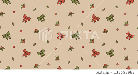 Christmas bow seamless pattern Christmas bow seamless pattern 133555965