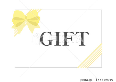 ギフトカード　リボン　黄色イエロー　白バック　ベクターpng 133556049