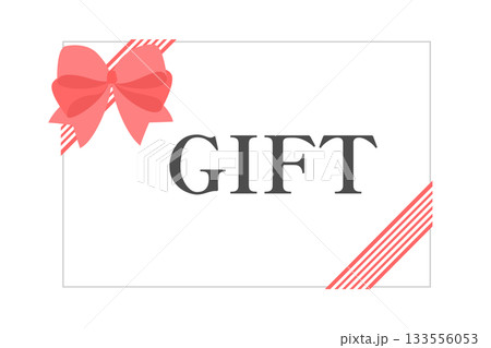 ギフトカード　リボン　赤色ピンク　白バック　ベクターpng 133556053