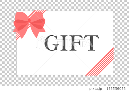 ギフトカード　リボン　赤色ピンク　白バック　ベクターpng 133556053
