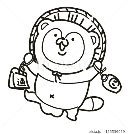 狸の置物・かわいいたぬきイラスト線画 狸の置物・かわいいたぬきイラスト線画 133556059