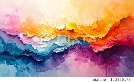 水彩と油彩が溶け合う抽象的なミックステクスチャ背景 133556178