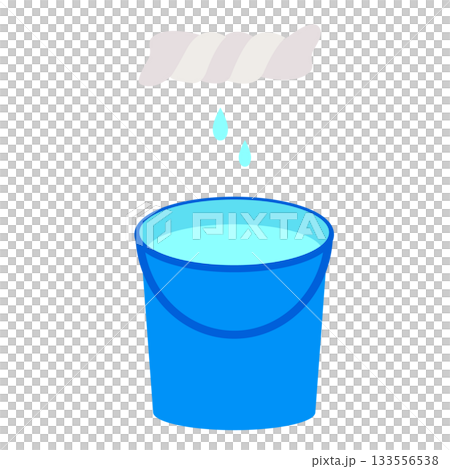 絞った雑巾と水が入ったバケツのイラスト 133556538