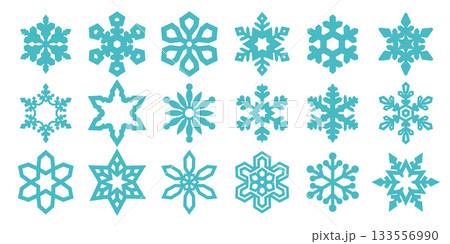 雪の結晶アイコンセット|冬・クリスマス向けフラットデザインのベクター素材 雪の結晶アイコンセット|冬・クリスマス向けフラットデザインのベクター素材 133556990