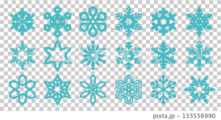 雪の結晶アイコンセット|冬・クリスマス向けフラットデザインのベクター素材 雪の結晶アイコンセット|冬・クリスマス向けフラットデザインのベクター素材 133556990