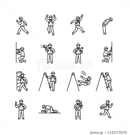 建設現場の作業員セット:作業、行動、危険な状況 建設現場の作業員セット:作業、行動、危険な状況 133557079