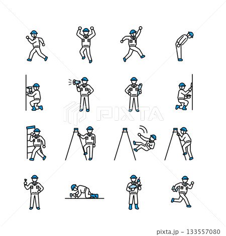 建設現場の作業員セット:作業、行動、危険な状況 建設現場の作業員セット:作業、行動、危険な状況 133557080