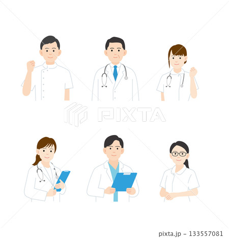 医療従事者と医師・看護師のセット（上半身） 133557081