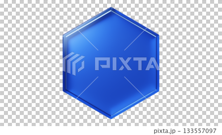 Blue hexagonal glass. Transparent background. 3D (png) Blue hexagonal glass. Transparent background. 3D (png) 133557097