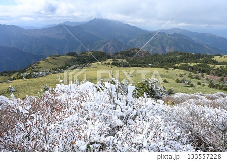 霧氷と石鎚山2(愛媛県西条市西之川 瓶ヶ森男山山頂より) 霧氷と石鎚山2(愛媛県西条市西之川 瓶ヶ森男山山頂より) 133557228