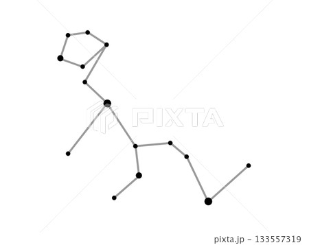 くじら座の星座線のモノクロイラスト 133557319