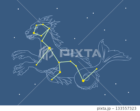 星空を背景に浮かぶくじら座のイラスト 133557323